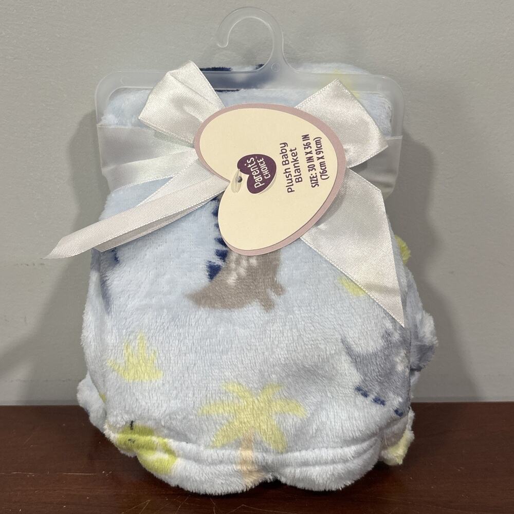 Parent's Choice Blue Dinosaur Baby Blanket Lightweight 30" x 36" Walmart New